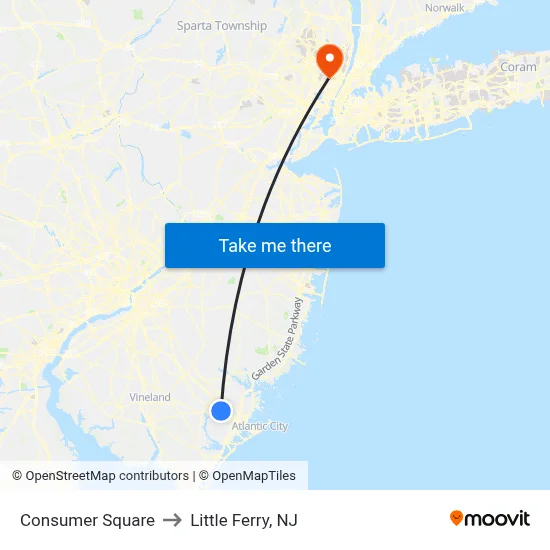Consumer Square to Little Ferry, NJ map