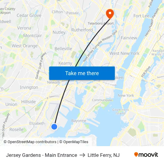 Jersey Gardens - Main Entrance to Little Ferry, NJ map