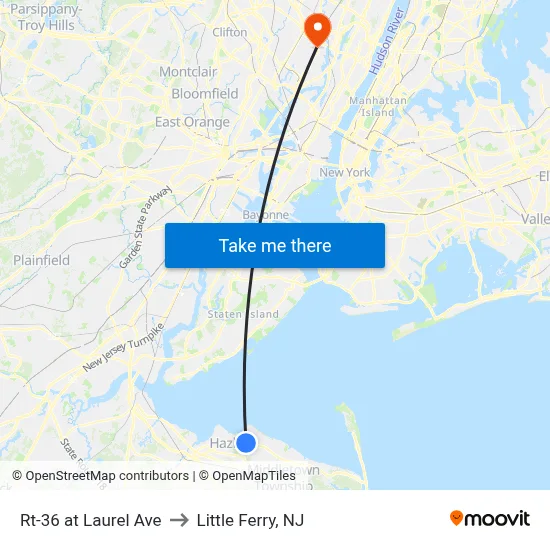 Rt-36 at Laurel Ave to Little Ferry, NJ map