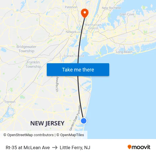 Rt-35 at McLean Ave to Little Ferry, NJ map