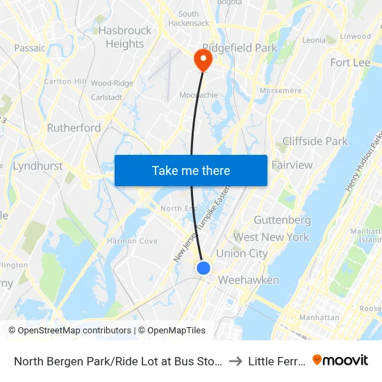 North Bergen Park/Ride Lot at Bus Stop Opposite T to Little Ferry, NJ map