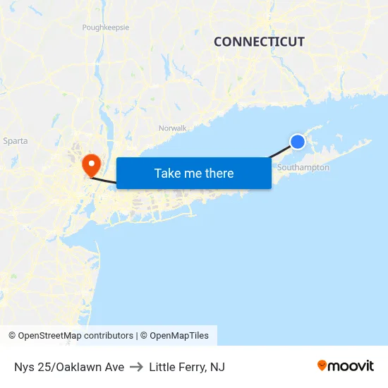 Nys 25/Oaklawn Ave to Little Ferry, NJ map