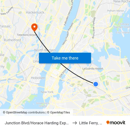 Junction Blvd/Horace Harding Expwy to Little Ferry, NJ map