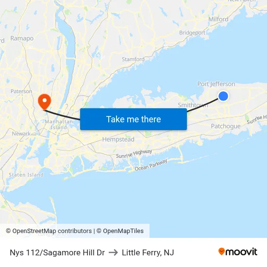 Nys 112/Sagamore Hill Dr to Little Ferry, NJ map