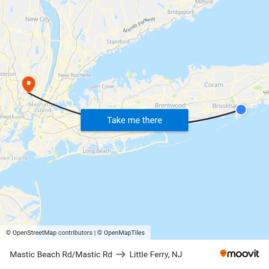 Mastic Beach Rd/Mastic Rd to Little Ferry, NJ map