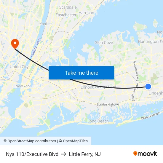 Nys 110/Executive Blvd to Little Ferry, NJ map