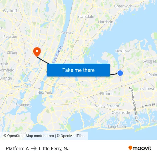 Platform A to Little Ferry, NJ map