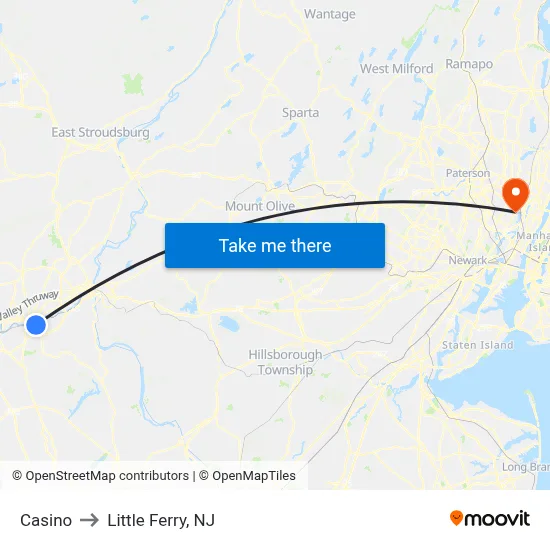 Casino to Little Ferry, NJ map
