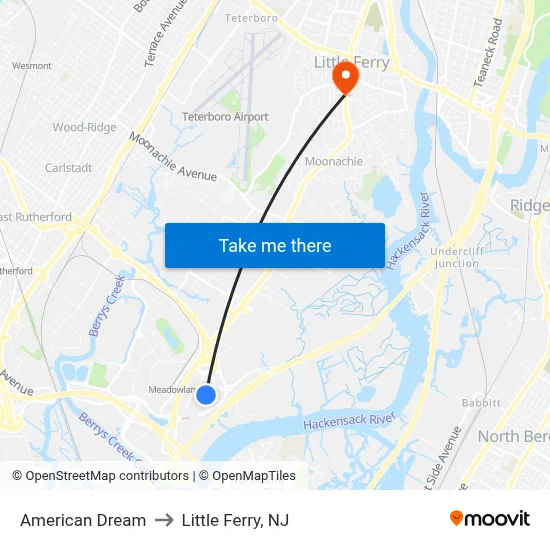 American Dream to Little Ferry, NJ map
