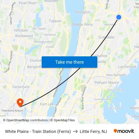 White Plains - Train Station (Ferris) to Little Ferry, NJ map