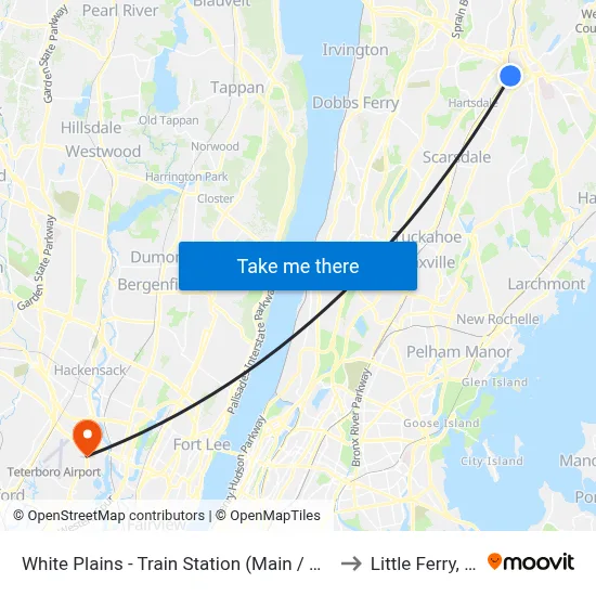 White Plains - Train Station (Main / Bank) to Little Ferry, NJ map