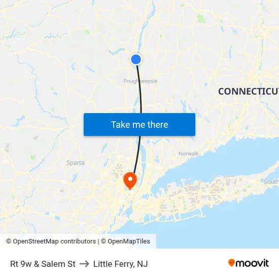 Rt 9w & Salem St to Little Ferry, NJ map