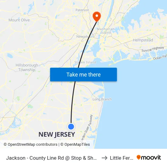Jackson - County Line Rd @ Stop & Shop (Southbound) to Little Ferry, NJ map