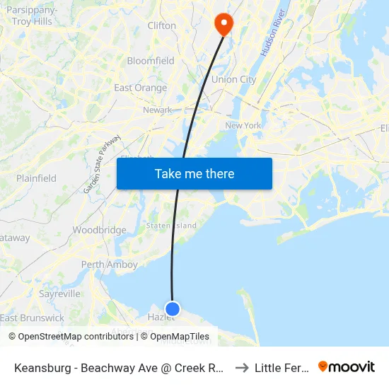 Keansburg -  Beachway Ave @ Creek Rd (Northbound) to Little Ferry, NJ map