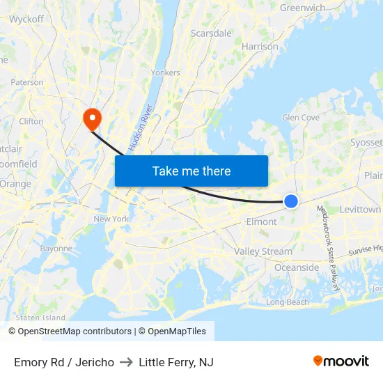 Emory Rd / Jericho to Little Ferry, NJ map