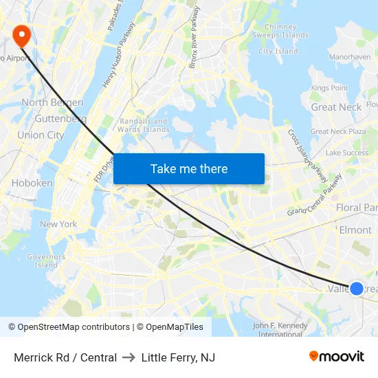 Merrick Rd / Central to Little Ferry, NJ map