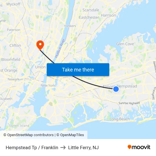 Hempstead Tp / Franklin to Little Ferry, NJ map