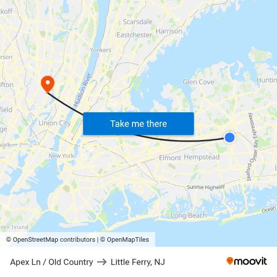Apex Ln / Old Country to Little Ferry, NJ map