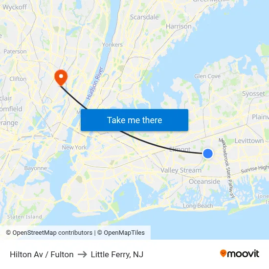 Hilton Av / Fulton to Little Ferry, NJ map