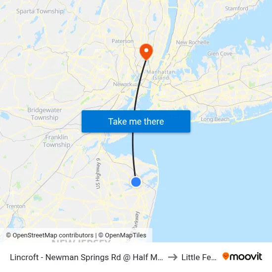 Lincroft - Newman Springs Rd @ Half Mile Rd (Northbound) to Little Ferry, NJ map