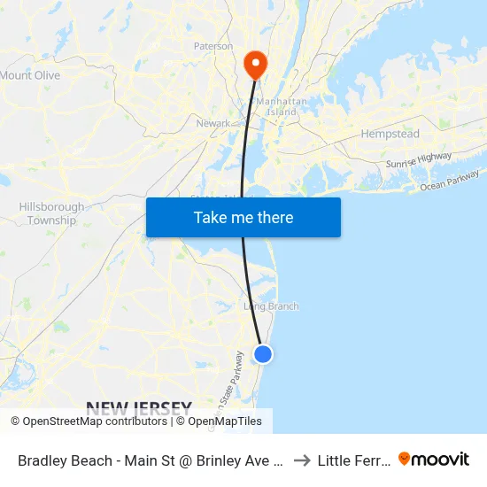 Bradley Beach - Main St @ Brinley Ave (Southbound) to Little Ferry, NJ map