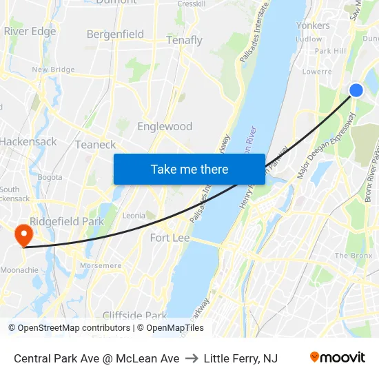 Central Park Ave @ McLean Ave to Little Ferry, NJ map