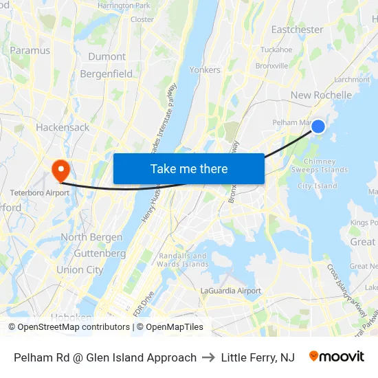 Pelham Rd @ Glen Island Approach to Little Ferry, NJ map