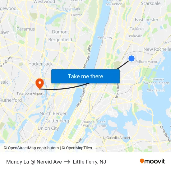 Mundy La @ Nereid Ave to Little Ferry, NJ map