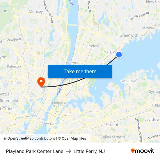 Playland Park Center Lane to Little Ferry, NJ map