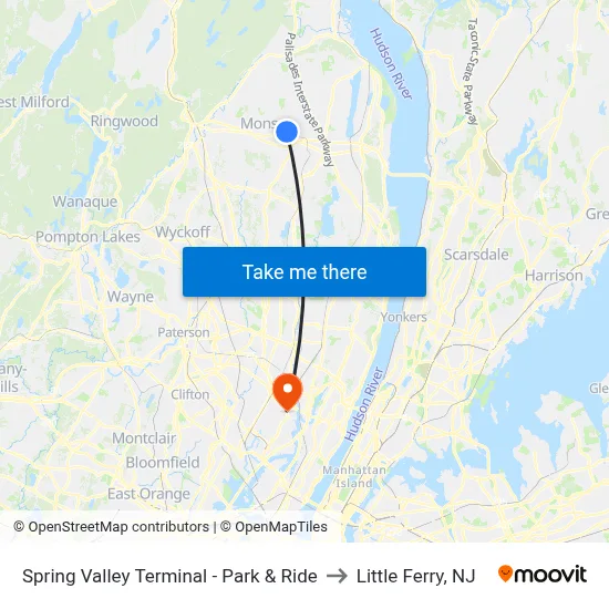 Spring Valley Terminal - Park & Ride to Little Ferry, NJ map