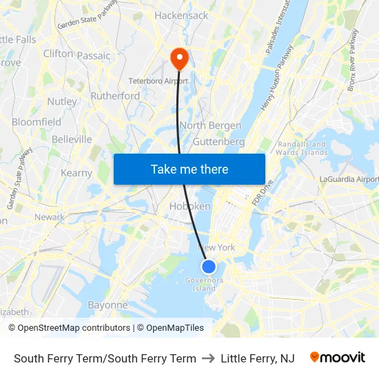 South Ferry Term/South Ferry Term to Little Ferry, NJ map
