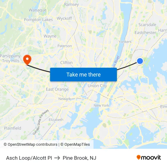 Asch Loop/Alcott Pl to Pine Brook, NJ map