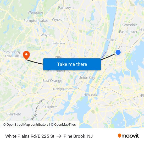 White Plains Rd/E 225 St to Pine Brook, NJ map