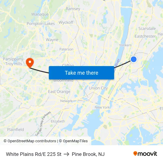 White Plains Rd/E 225 St to Pine Brook, NJ map