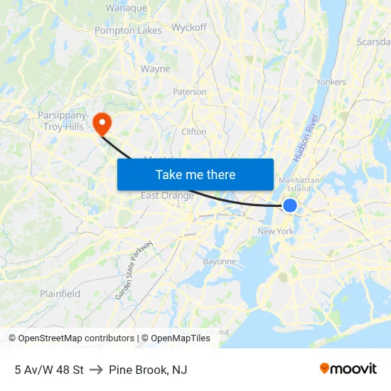5 Av/W 48 St to Pine Brook, NJ map