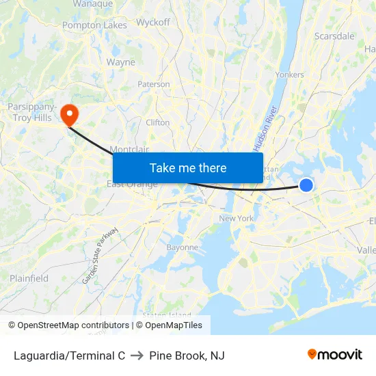 Laguardia/Terminal C to Pine Brook, NJ map
