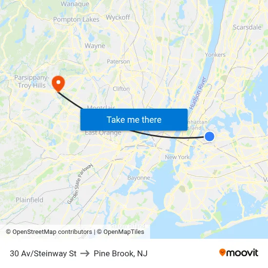30 Av/Steinway St to Pine Brook, NJ map