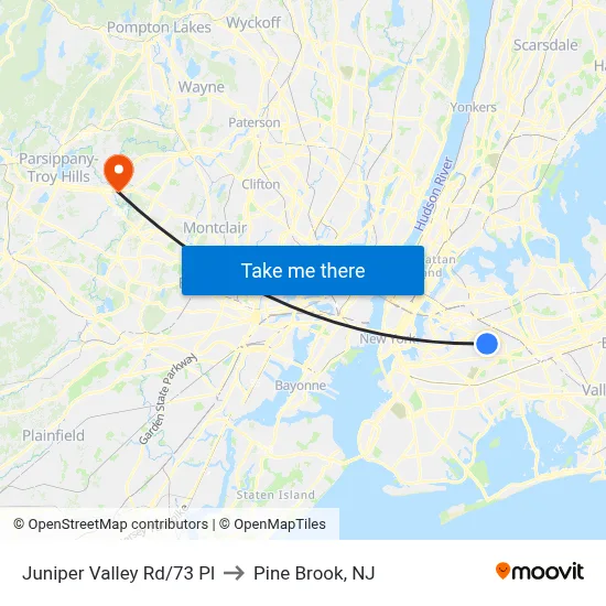 Juniper Valley Rd/73 Pl to Pine Brook, NJ map