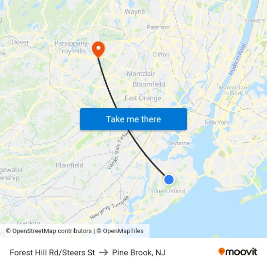 Forest Hill Rd/Steers  St to Pine Brook, NJ map