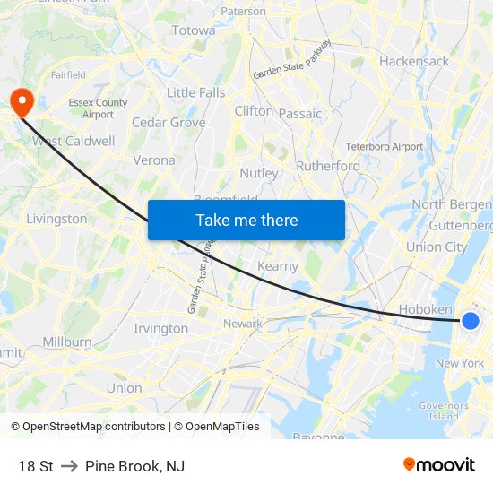 18 St to Pine Brook, NJ map