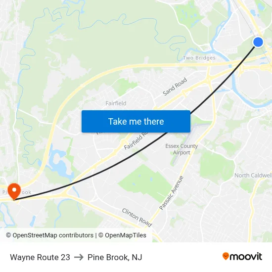 Wayne Route 23 to Pine Brook, NJ map