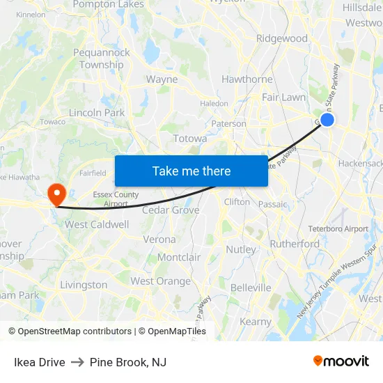 Ikea Drive to Pine Brook, NJ map