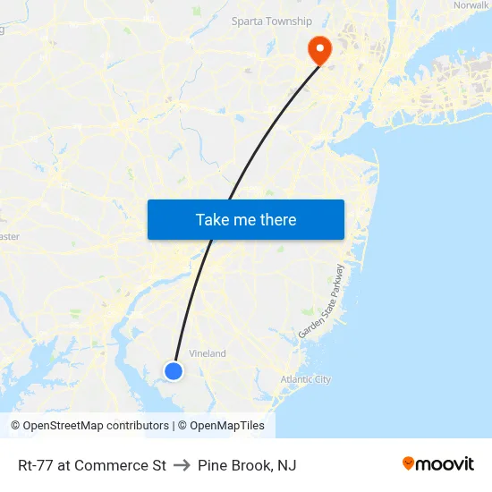 Rt-77 at Commerce St to Pine Brook, NJ map