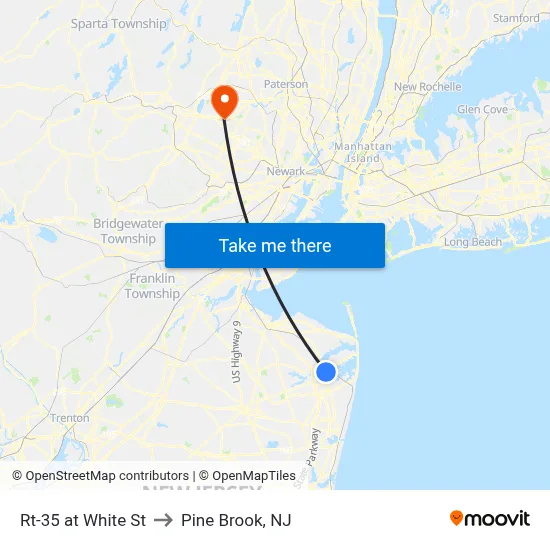 Rt-35 at White St to Pine Brook, NJ map