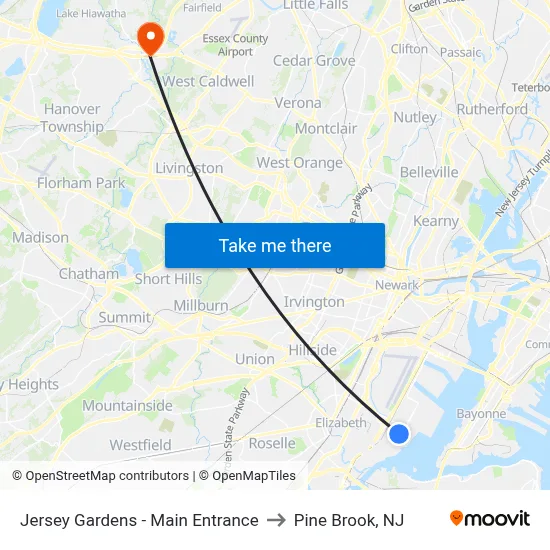 Jersey Gardens - Main Entrance to Pine Brook, NJ map