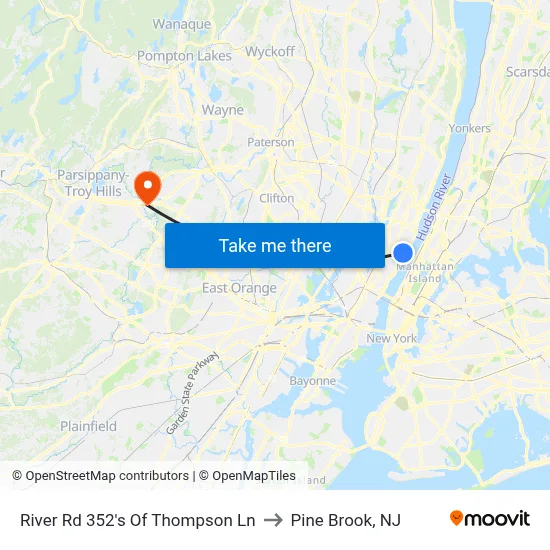 River Rd 352's Of Thompson Ln to Pine Brook, NJ map