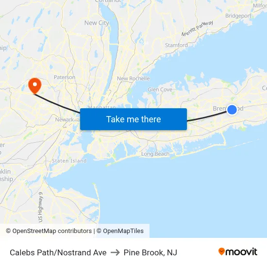 Calebs Path/Nostrand Ave to Pine Brook, NJ map