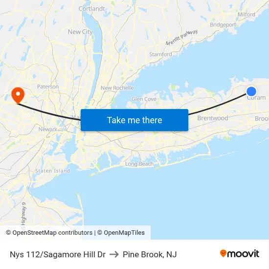 Nys 112/Sagamore Hill Dr to Pine Brook, NJ map