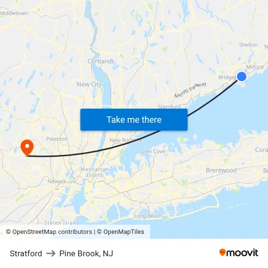 Stratford to Pine Brook, NJ map