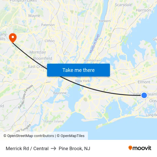 Merrick Rd / Central to Pine Brook, NJ map